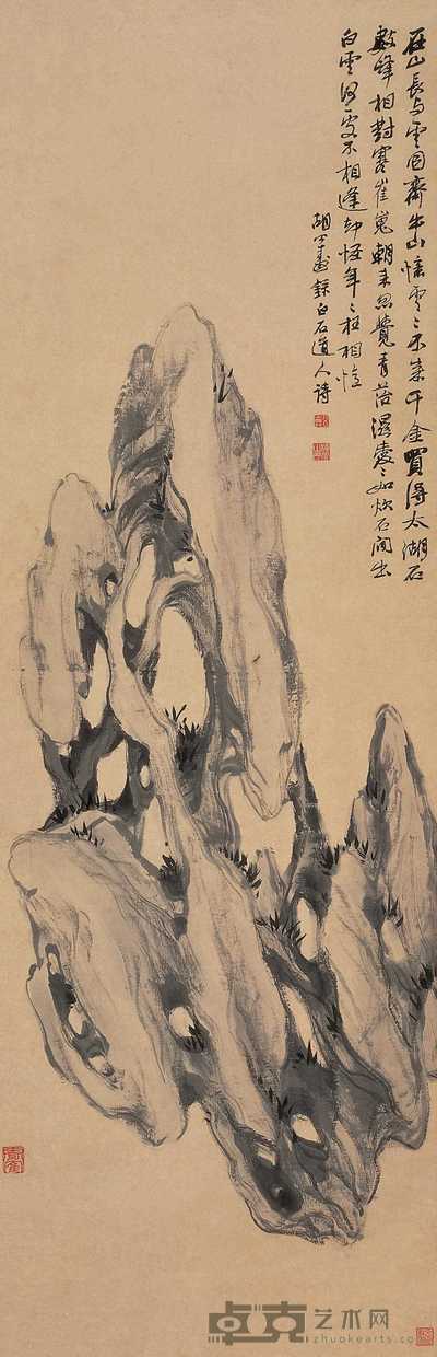 胡公寿 太湖石 立轴 122.3×39cm